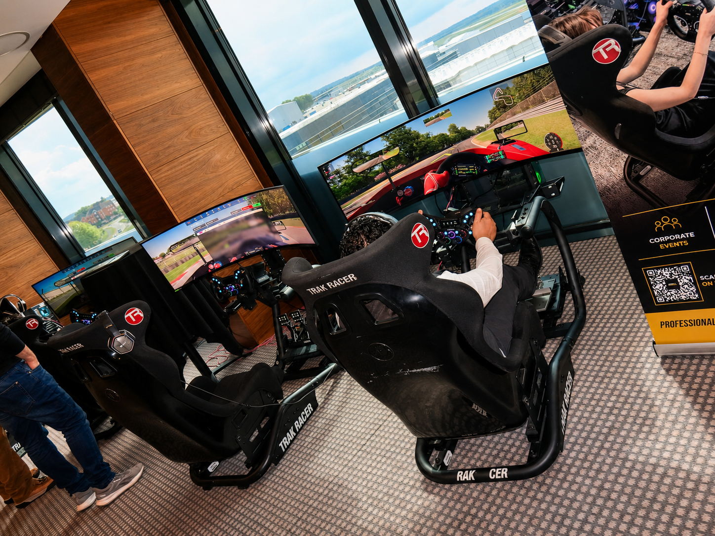 Axcel Group guest racing on the simulator rigs