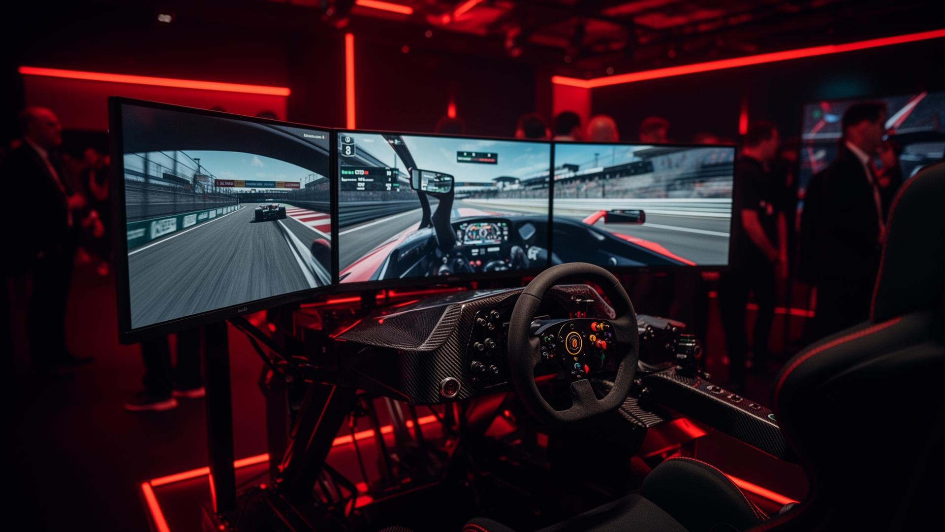 Racing simulator cockpit with triple screens